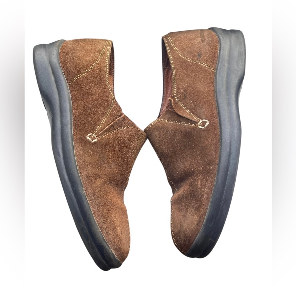Birkenstock Brown Suede Slip-On Flats with Black Soles